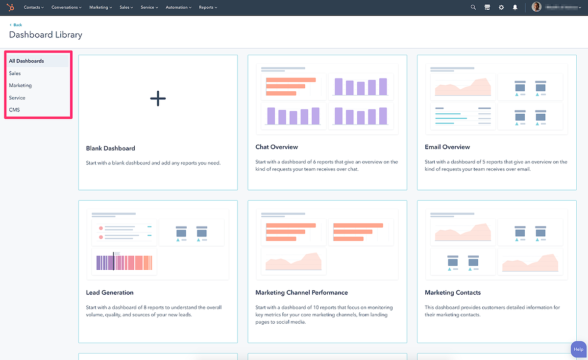 Hubspot dashboard